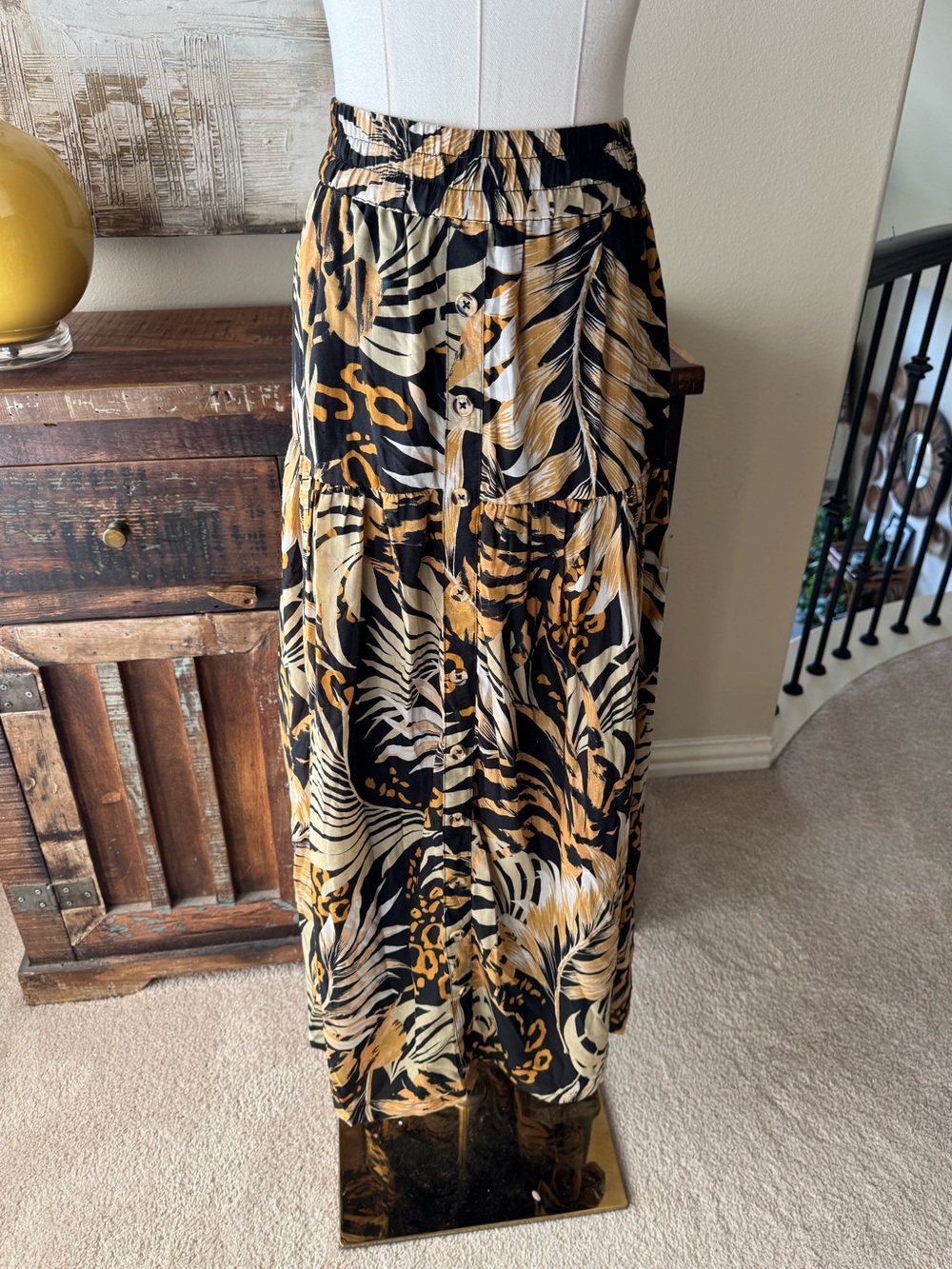 Tropical Print Maxi Skirt- size L